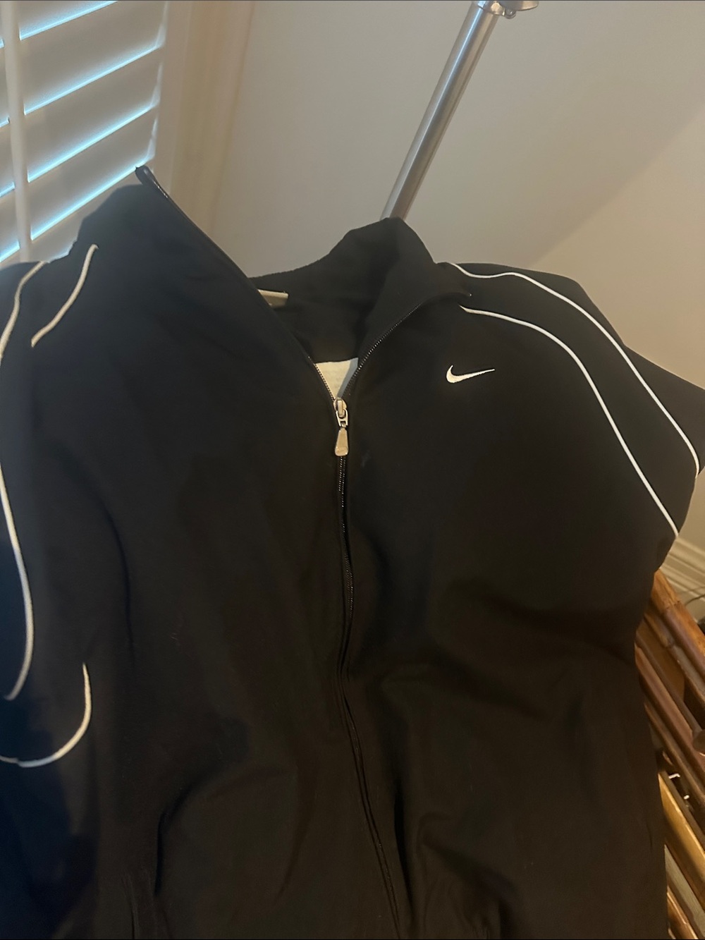 Nike Black Track Jacket and matching pants with White Piping